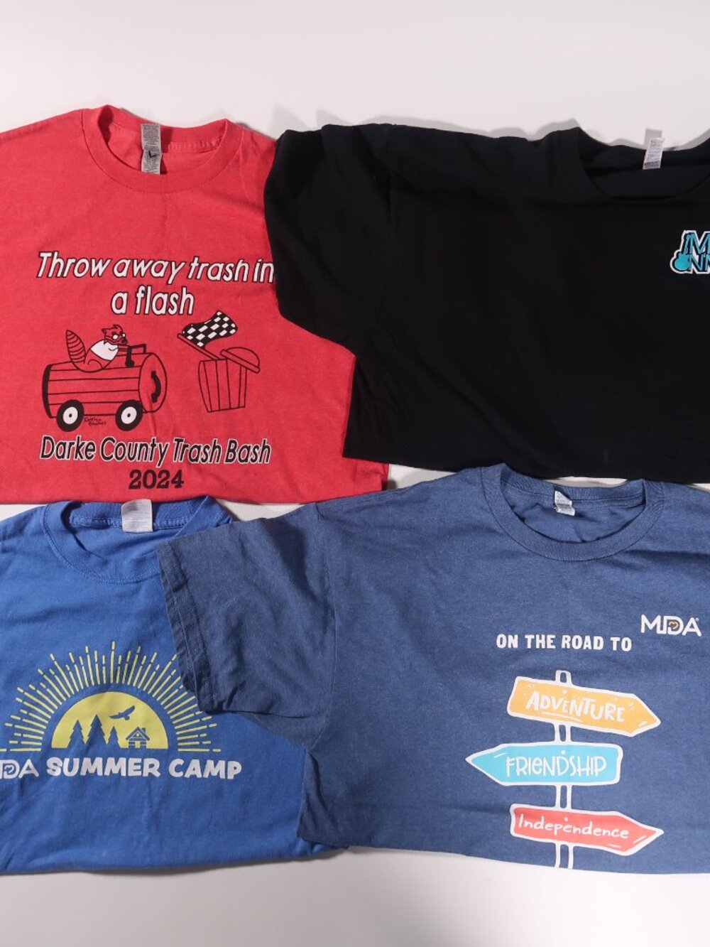 Bundle of 4 MDA Summer Camp & Event Graphic Tee Short Sleeves - Red, Black, Blue